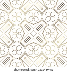 Art Deco Pattern. Seamless golden background. Minimalistic geometric design. Vector line design. 1920-30s motifs. Luxury vintage illustration