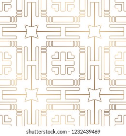 Art Deco Pattern. Seamless golden background. Minimalistic geometric design. Vector line design. 1920-30s motifs. Luxury vintage illustration