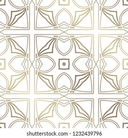 Art Deco Pattern. Seamless golden background. Minimalistic geometric design. Vector line design. 1920-30s motifs. Luxury vintage illustration