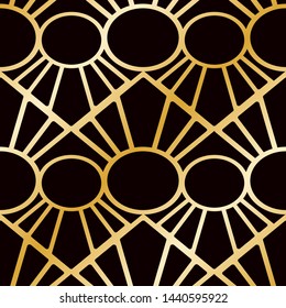 Art Deco Pattern. Seamless golden background. Minimalistic geometric design. Vector line design. 1920-30s motifs. Luxury vintage illustration