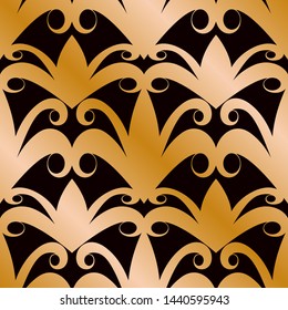 Art Deco Pattern. Seamless golden background. Minimalistic geometric design. Vector line design. 1920-30s motifs. Luxury vintage illustration