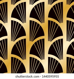 Art Deco Pattern. Seamless golden background. Minimalistic geometric design. Vector line design. 1920-30s motifs. Luxury vintage illustration