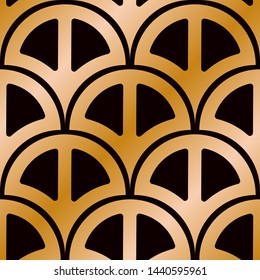 Art Deco Pattern. Seamless golden background. Minimalistic geometric design. Vector line design. 1920-30s motifs. Luxury vintage illustration