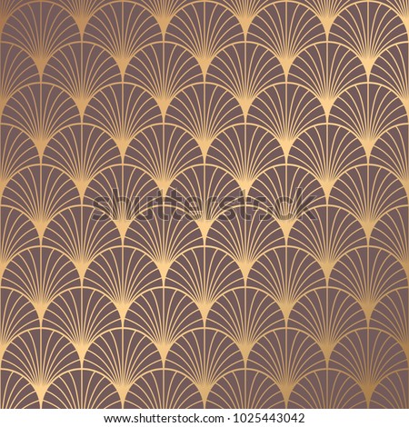 Art Deco Pattern. Seamless golden background. Minimalistic geometric design. Vector line design. 1920-30s motifs. Luxury vintage illustration
