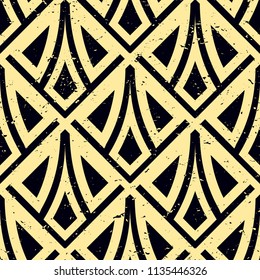 Art Deco Pattern. Seamless grunge background. Minimalistic geometric design. Vector line design. 1920-30s motifs. Luxury vintage illustration