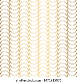 Art Deco Pattern. Seamless white and gold background. Metallic shells or scales lace ornament. Minimalistic geometric design. Steampunk vector lines. 1920-30s motifs. Luxury vintage illustration