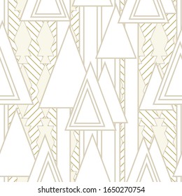 Decoración art decó en tonos beige neutro. Patrón vectorial sin problemas.