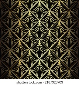 Art Deco Pattern. Vector background in 1920s style. Gold black texture. Fan or palm leaf shape