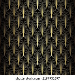 Art Deco Pattern. Vector background in 1920s style. Gold black texture