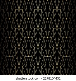 Art Deco Pattern. Vector background in 1920s style. Gold black texture. Abstract diamond shape. 