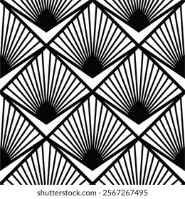 Art Deco Pattern Vector background in the 1920s style Black and white texture for interior design use such as wallpaper pillow covers curtain prints upholstery. Premium vector Background texture. Art