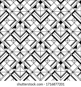 Art Deco pattern. Vector black white background. Luxury seamless ornament. Roaring twenties motif