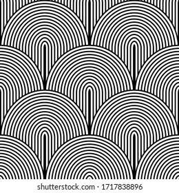 Art Deco pattern. Vector black white background. Luxury seamless ornament. Roaring twenties motif