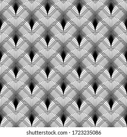 Art Deco pattern. Vector black white background. Luxury seamless ornament. Roaring twenties motif