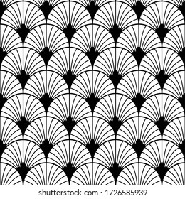 Art Deco Pattern. Vector Black White Background. Luxury Seamless Ornament. Roaring Twenties Motif