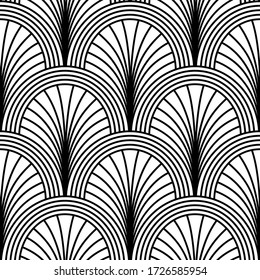 Art Deco pattern. Vector black white background. Luxury seamless ornament. Roaring twenties motif