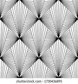 Art Deco pattern. Vector black white background. Luxury seamless ornament. Roaring twenties motif