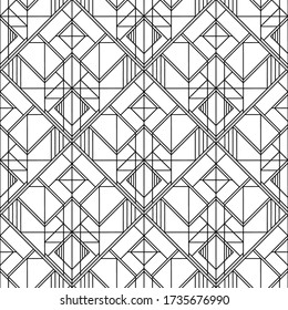 Art Deco pattern. Vector black white background. Luxury seamless ornament. Roaring twenties motif