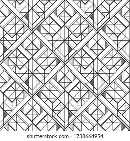 Art Deco pattern. Vector black white background. Luxury seamless ornament. Roaring twenties motif