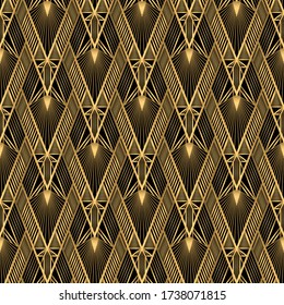 Art Deco pattern. Vector gold black background. Luxury seamless ornament. Roaring twenties motif