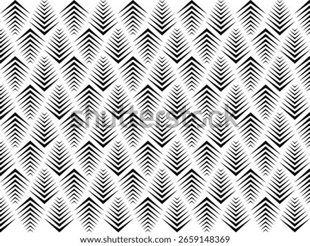 Art Deco Pattern. White black texture. Fan or palm leaf shape. Vector illustration.