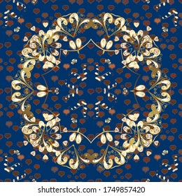 Art Deco Patterns on white, blue and brown colors. Cute backgrounds. Fan scales ornaments. Geometric decorative digital papers. Vector line design. 1920-30s motifs. Luxury vintage illustration.