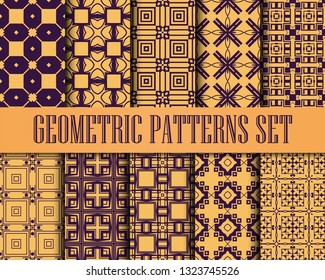 Art Deco Patterns Set. Monochrome backgrounds. Fan scales ornaments. Geometric decorative digital papers. Vector line design. 1920-30s motifs. Luxury vintage illustration
