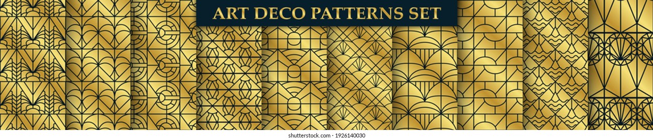 Patrones Art Decó. Sencillos fondos negros y dorados.