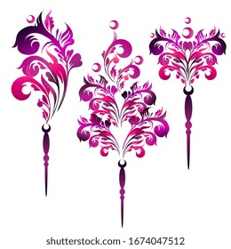 art deco pink swirls isoted a white