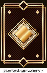 Art deco Poker diamonds card, vector illustration