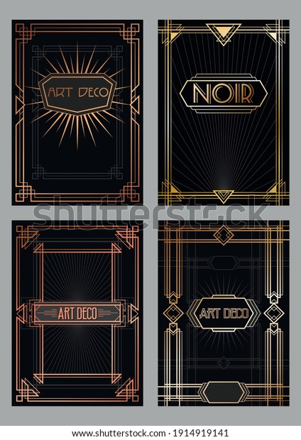 Art Deco Poster, Cover Templates, Metal\
Gradient Frames, 1920s - 1940s Style\
Backgrounds