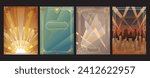 Art Deco Posters Background Set, 1920s - 1930s Colors and Shapes, Art Deco Style Illustrations Template