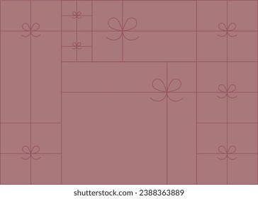 Art deco present box linear composition drawing on coral background