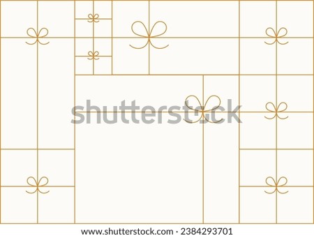 Art deco present box linear composition drawing on beige background