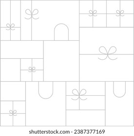 Art deco presente dibujo de composición en estilo lineal sobre fondo blanco