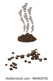 Art deco / retro abstract coffee vector poster / baner / illustration with steam made from word 'Coffee.' Creative, original, unusual. Great for menu or as a poster. White background