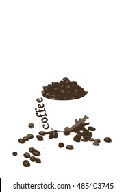 Art deco / retro abstract coffee vector poster / baner / illustration. Contain word 'coffee.' Creative, original, unusual. Great for menu or as a poster.White background