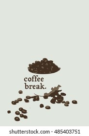 Art deco /retro abstract coffee vector poster / baner / illustration. Contain words 'Coffee break.' Creative, original unusual. Great for menu or as a poster. Beige background