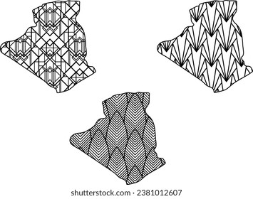 Art Deco retro Algeria map set. Decorative laser cut file