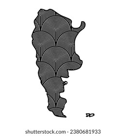 Mapa Art Deco retro de Argentina. Archivo de corte láser decorativo