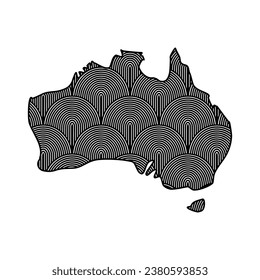 Art Deco retro Australia map. Modern decorative laser cut file