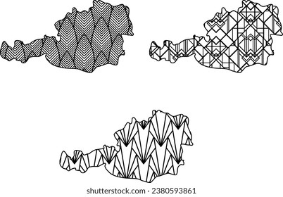 Art Deco retro Austria map set. Decorative laser cut file
