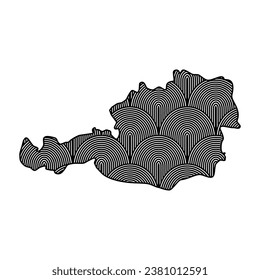Mapa Art Deco retro de Austria. Archivo de corte láser decorativo