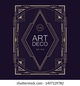 art deco retro badge logo design vector illustration