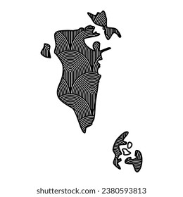 Art Deco retro Bahrain map. Modern decorative laser cut file