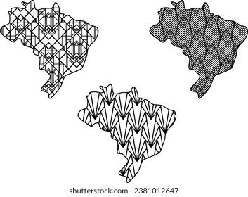 Art Deco retro Brazil map set. Decorative laser cut file