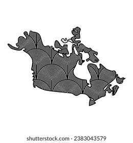 Mapa Art Deco retro de Canadá. Archivo de corte láser decorativo