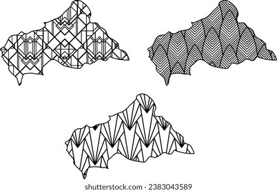 Art Deco retro Central African Republic map set. Decorative laser cut file