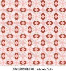 Art Deco Retro Complex Circles Psychedelic Vector Geometric Seamless Pattern Decorative Texture Trendy Fashion Colors Endless Design Pastel Pink Tones
