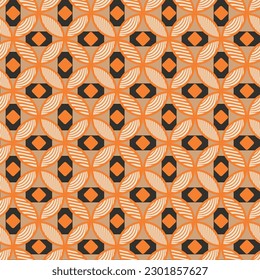 Art Deco Retro Círculos Complejos Psicodélicos Vector Geométrico Patrón Seamless Textura Decorativa Colores De Moda Moderno Diseño Interminable Tonos Naranja